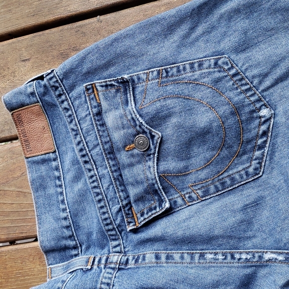 TRUE RELIGION Ricky Straight Mens Jeans sz 40 x 34 Relaxed Distressed Denim - Picture 7 of 12